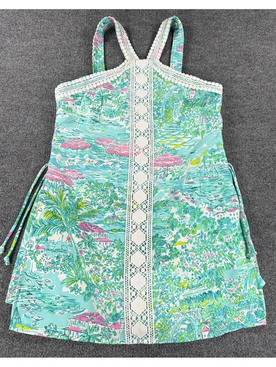 Lilly Pulitzer Pants - Lilly Pulitzer Romper Womens Multicolor Donna Skort Dress Halter Lace Pockets- 8